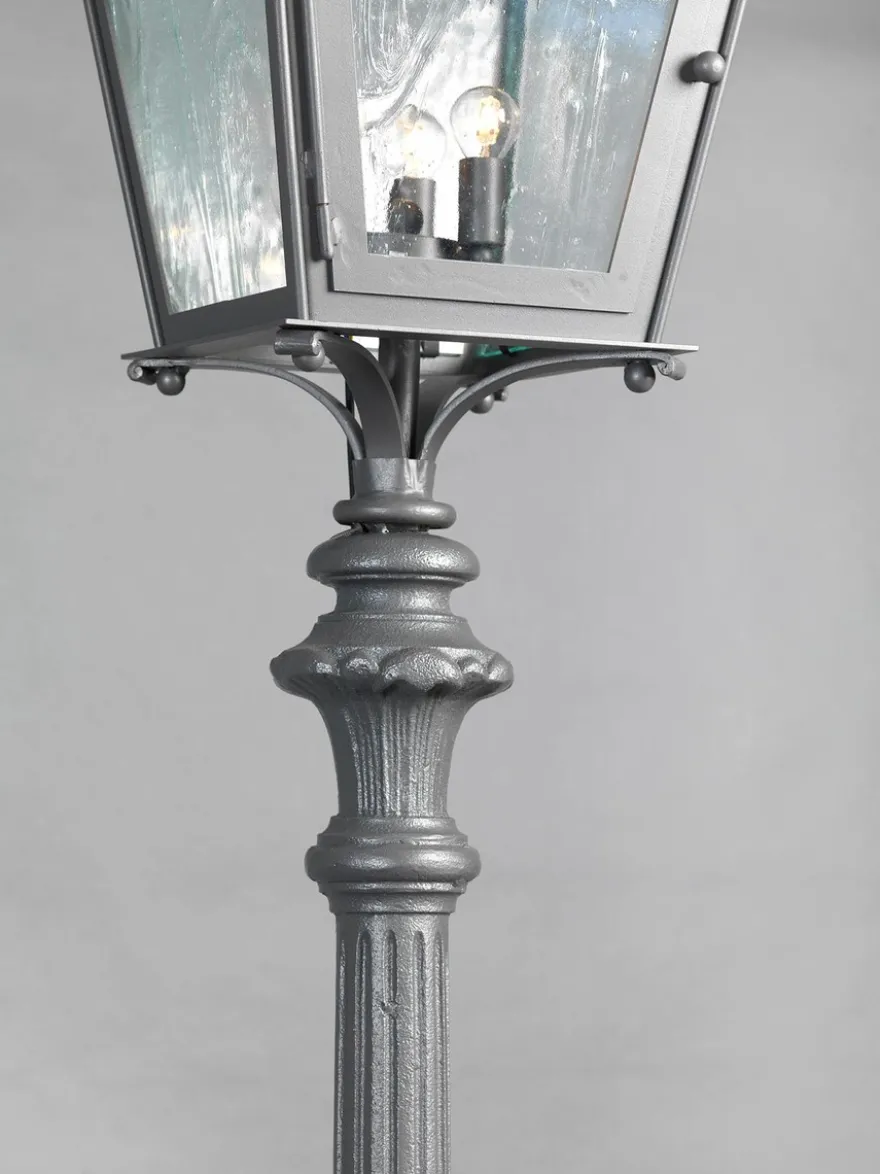 Casa Padrino Luxus Außen Laterne Grau H. 58 cm - Handgefertigte Laterne aus Schmiedeeisen - Luxus Kollektion - Edel & Prunkvoll