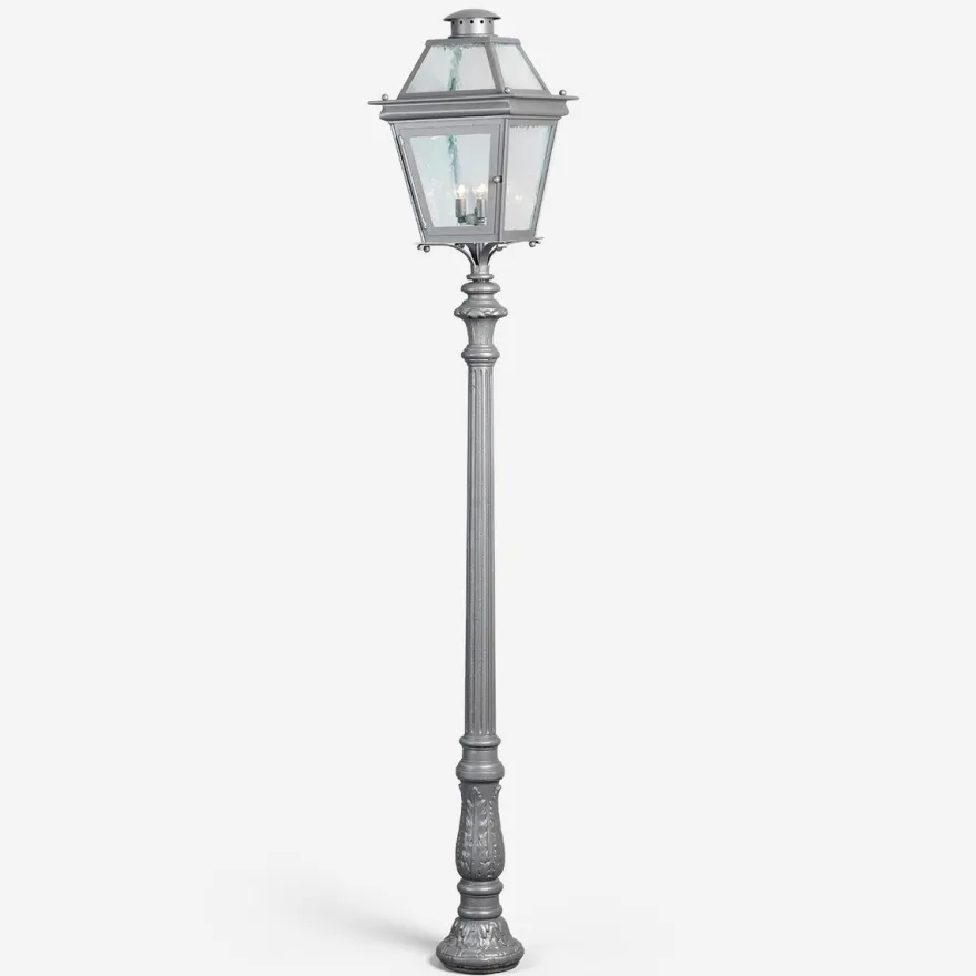Casa Padrino Luxus Außen Laterne Grau H. 58 cm - Handgefertigte Laterne aus Schmiedeeisen - Luxus Kollektion - Edel & Prunkvoll