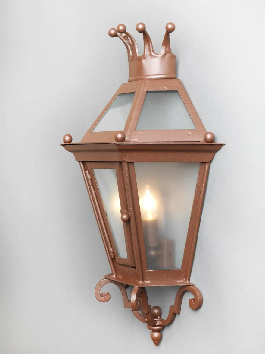 Casa Padrino Luxus Außen Laterne Rostbraun B. 39.5 x H. 65 cm - Handgefertigte Laterne aus Schmiedeeisen - Luxus Kollektion - Edel & Prunkvoll