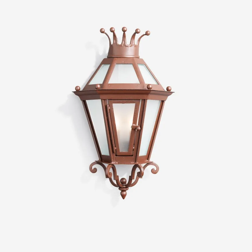 Casa Padrino Luxus Außen Laterne Rostbraun B. 39.5 x H. 65 cm - Handgefertigte Laterne aus Schmiedeeisen - Luxus Kollektion - Edel & Prunkvoll