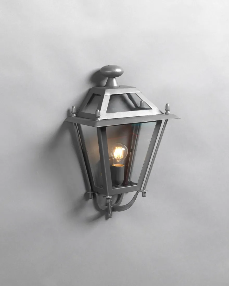 Casa Padrino Luxus Außen Laterne Grau B. 22 x H. 35 cm - Handgefertigte Laterne aus Schmiedeeisen - Luxus Kollektion - Edel & Prunkvoll