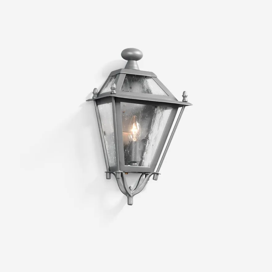 Casa Padrino Luxus Außen Laterne Grau B. 22 x H. 35 cm - Handgefertigte Laterne aus Schmiedeeisen - Luxus Kollektion - Edel & Prunkvoll