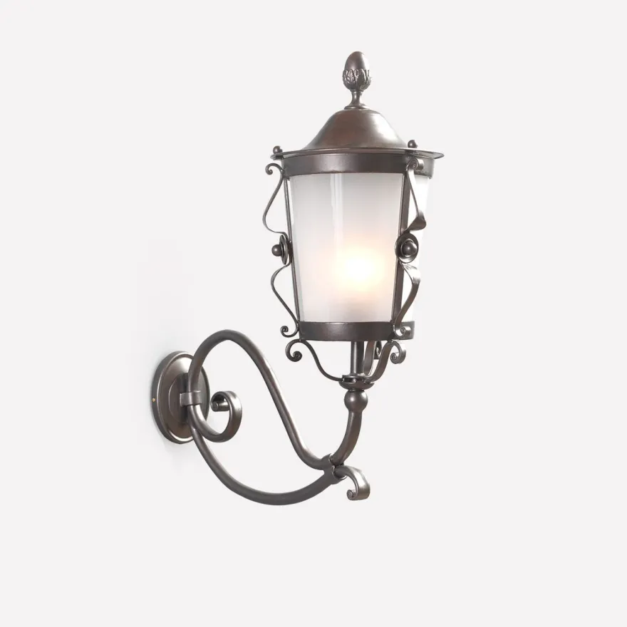 Casa Padrino Luxus Außen Laterne Grau B. 29 x H. 65 cm - Handgefertigte Laterne aus Schmiedeeisen - Luxus Kollektion - Edel & Prunkvoll