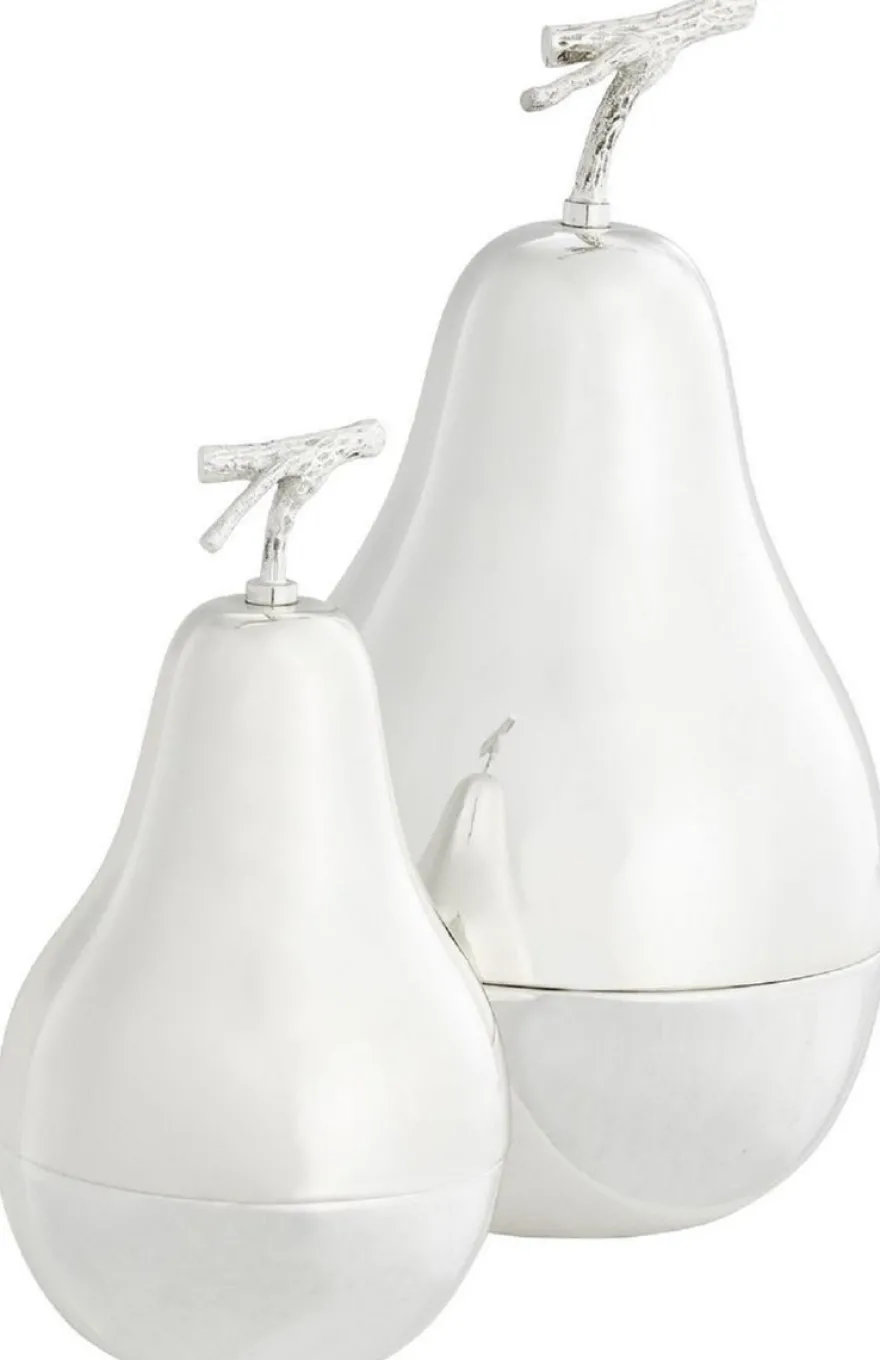 Casa Padrino Luxus Aufbewahrungsboxen Set mit Deckel in Birnenform Silber - Luxus Deko Accessoires