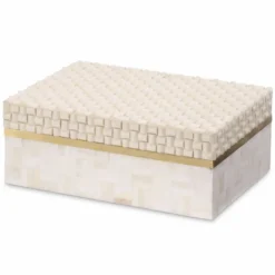 Casa Padrino Luxus Aufbewahrungsbox Creme / Vintage Messing 28,5 cm - Luxus Accessoires