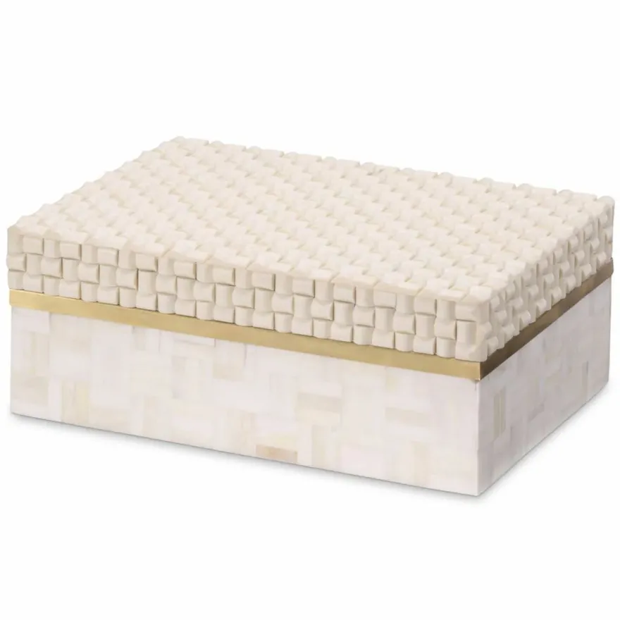 Casa Padrino Luxus Aufbewahrungsbox Creme / Vintage Messing 28,5 cm - Luxus Accessoires