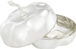 Casa Padrino Luxus Aufbewahrungsbox in Kürbisform Silber Ø 20 x H. 17,5 cm - Deko Kürbis mit Deckel