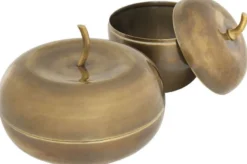 Casa Padrino Luxus Aufbewahrungsboxen Set mit Deckel in Apfelform Vintage Messing - Luxus Deko Accessoires