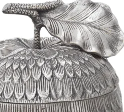 Casa Padrino Luxus Aufbewahrungsbox mit Deckel in Apfelform Antik Silber Ø 18 x H. 20 cm - Deko Accessoires