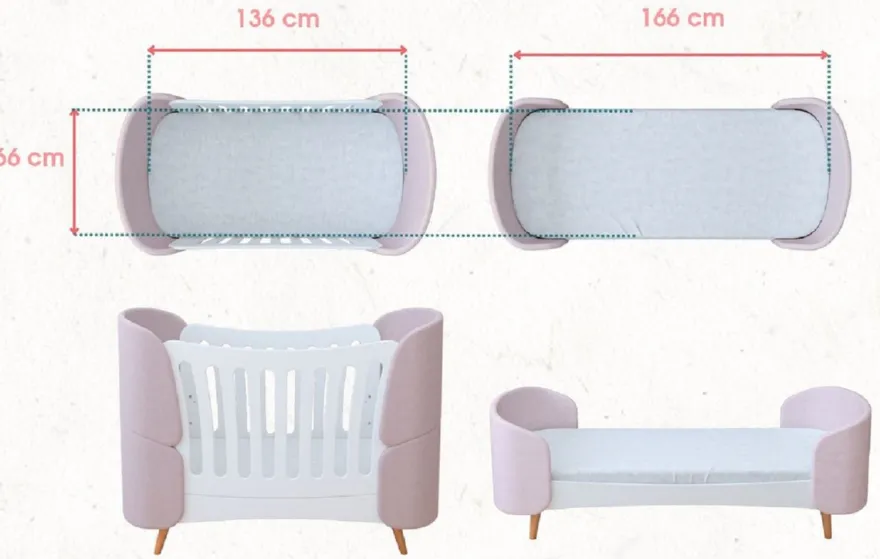 Casa Padrino Luxus Babybett Weiß / Grau / Naturfarben 145 cm