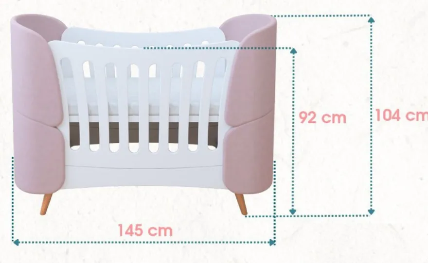 Casa Padrino Luxus Babybett Weiß / Grau / Naturfarben 145 cm