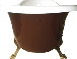 Casa Padrino Luxus Badewanne Jugendstil Roma Braun/Weiß/Altgold 1695mm - Freistehende Barock Retro Wanne