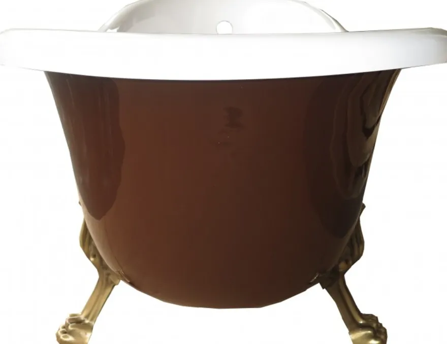Casa Padrino Luxus Badewanne Jugendstil Roma Braun/Weiß/Altgold 1695mm - Freistehende Barock Retro Wanne