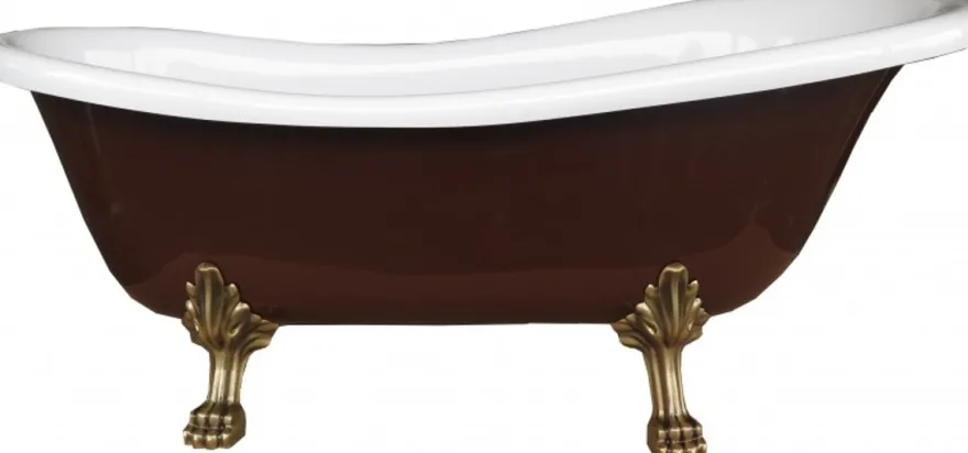 Casa Padrino Luxus Badewanne Jugendstil Roma Braun/Weiß/Altgold 1695mm - Freistehende Barock Retro Wanne