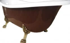 Casa Padrino Luxus Badewanne Jugendstil Roma Braun/Weiß/Altgold 1695mm - Freistehende Barock Retro Wanne
