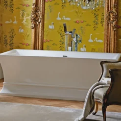 Casa Padrino Luxus Badewanne Freistehend Weiß Eckig 1695 mm - freistehende Retro Antik Badewanne - Barock & Jugendstil Badezimmer Möbel