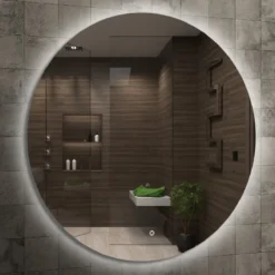 Casa Padrino Luxus Badezimmer Spiegel Ø 60 cm - Runder Wandspiegel mit LED Beleuchtung - Badezimmer Möbel - Badezimmer Accessoires