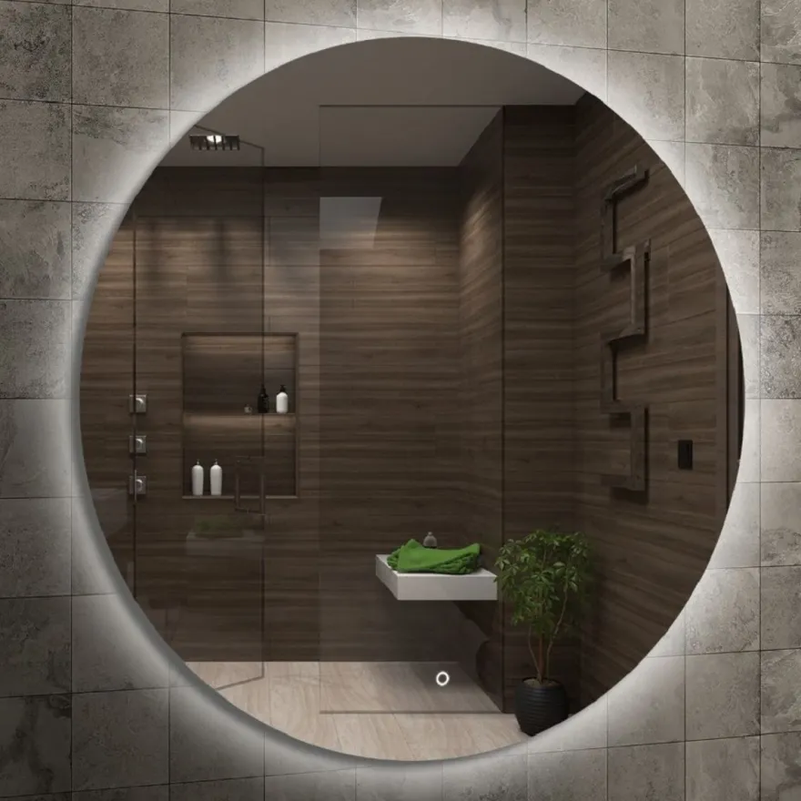 Casa Padrino Luxus Badezimmer Spiegel Ø 60 cm - Runder Wandspiegel mit LED Beleuchtung - Badezimmer Möbel - Badezimmer Accessoires