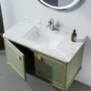 Casa Padrino Luxus Badezimmer Set Grün / Gold mit Marmorplatte - Hotel Bad Einrichtung Interior