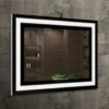Casa Padrino Luxus Badezimmer Spiegel Schwarz 80 x 2,8 x H. 60 cm - Rechteckiger Wandspiegel mit LED Beleuchtung - Badezimmer Möbel - Badezimmer Accessoires - Luxus Möbel