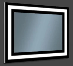 Casa Padrino Luxus Badezimmer Spiegel Schwarz 80 x 2,8 x H. 60 cm - Rechteckiger Wandspiegel mit LED Beleuchtung - Badezimmer Möbel - Badezimmer Accessoires - Luxus Möbel