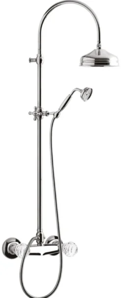 Casa Padrino Luxus Badezimmer Duschgarnitur mit Swarovski Kristallglas - Silber - Jugendstil Retro Design - Chrom Messing