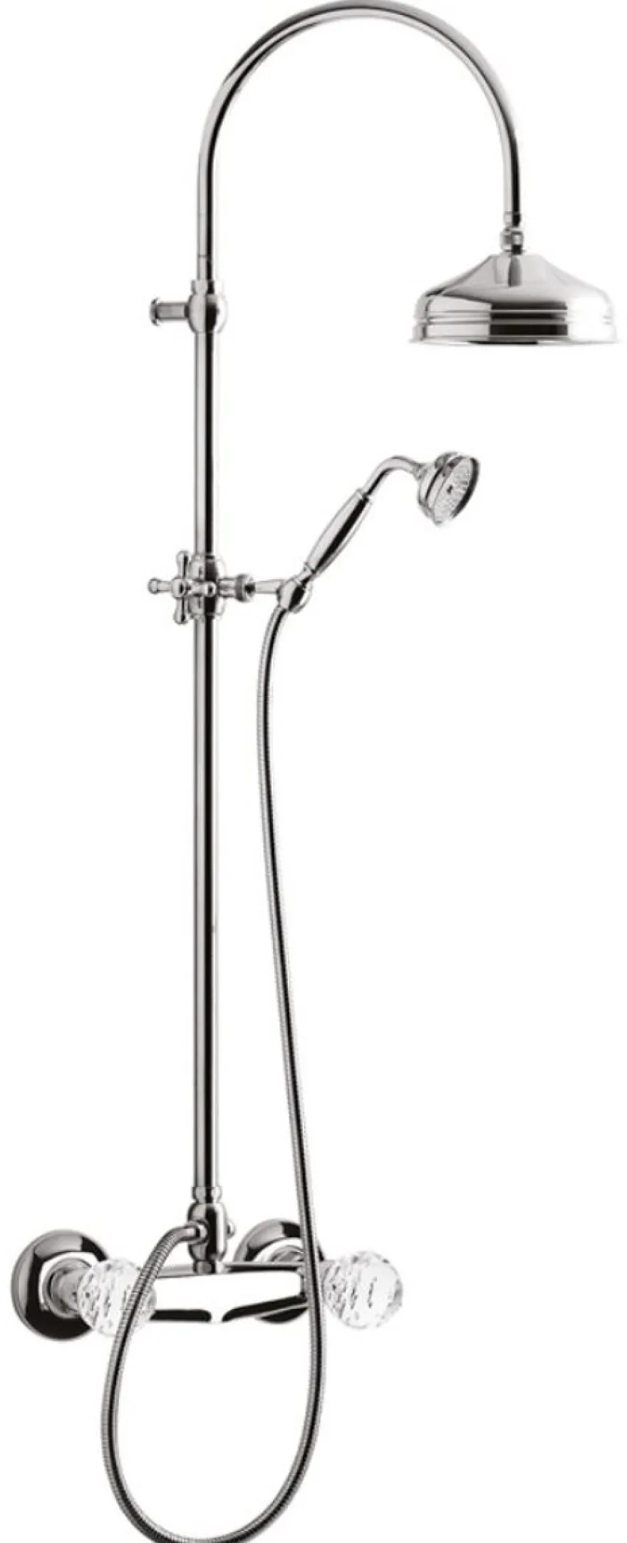 Casa Padrino Luxus Badezimmer Duschgarnitur mit Swarovski Kristallglas - Silber - Jugendstil Retro Design - Chrom Messing
