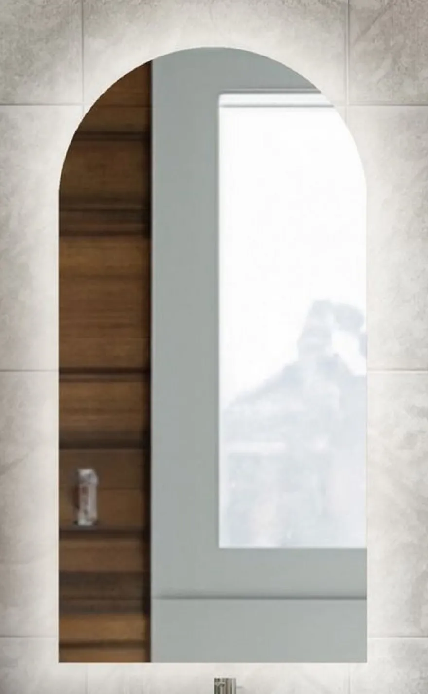 Casa Padrino Luxus Badezimmer Spiegel 60 x 3 x H. 120 cm - Wandspiegel mit LED Hintergrundbeleuchtung - Badezimmer Möbel - Badezimmer Accessoires - Luxus Möbel