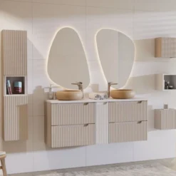 Casa Padrino Luxus Badezimmer Spiegel mit LED Hintergrundbeleuchtung H. 102,9 cm