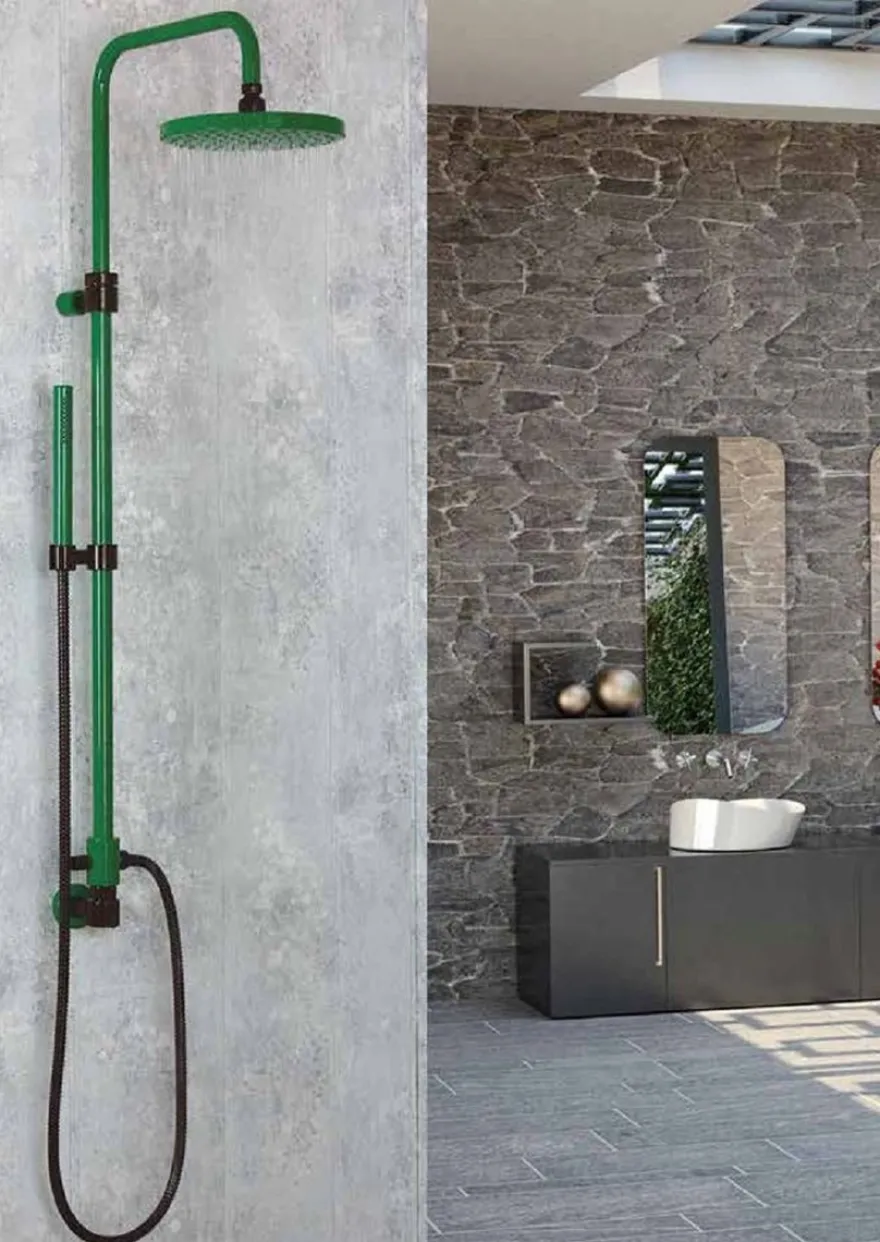 Casa Padrino Luxus Badezimmer Duschgarnitur Grün / Schwarz - Made in Italy