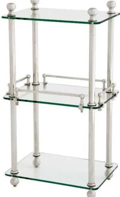 Casa Padrino Luxus Badezimmer Regalschrank Silber - Designer Möbel