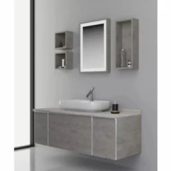 Casa Padrino Luxus Badezimmer Set Grau / Silber 142 cm - Badezimmer Möbel