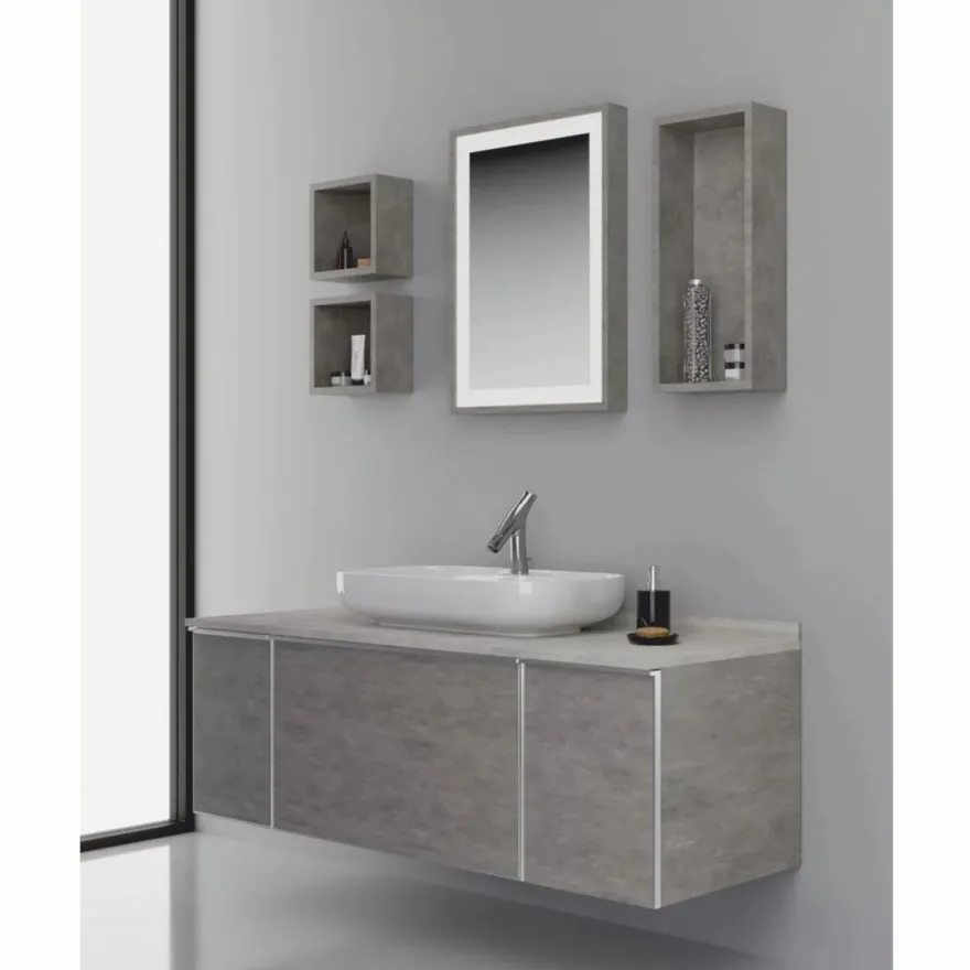 Casa Padrino Luxus Badezimmer Set Grau / Silber 142 cm - Badezimmer Möbel