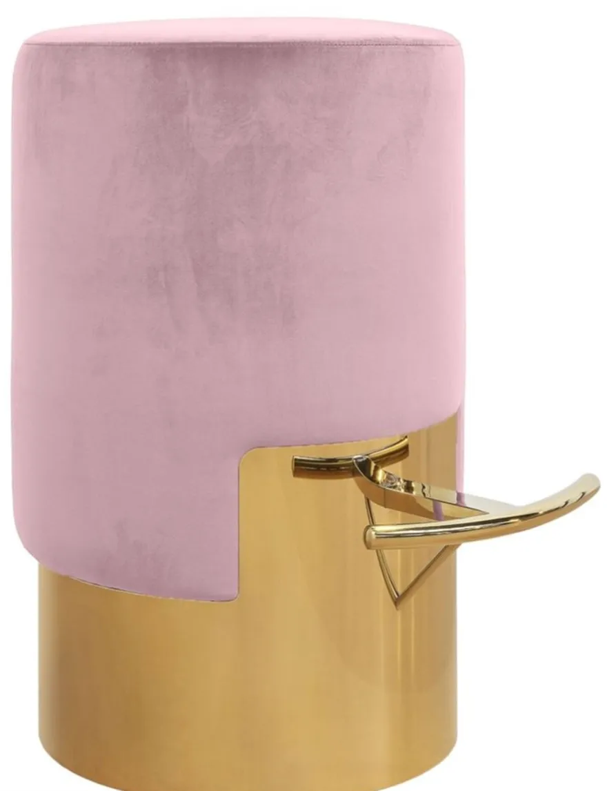 Casa Padrino Luxus Barhocker Rosa / Gold Ø 46 x H. 76 cm - Barmöbel