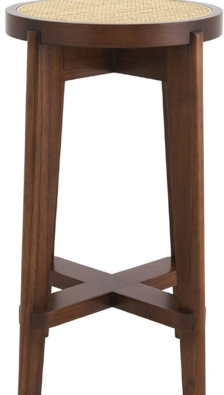 Casa Padrino Luxus Barhocker Braun / Naturfarben Ø 44 x H. 67 cm - Runder Massivholz Barstuhl - Bar Möbel