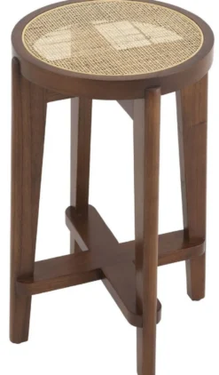 Casa Padrino Luxus Barhocker Braun / Naturfarben Ø 44 x H. 67 cm - Runder Massivholz Barstuhl - Bar Möbel