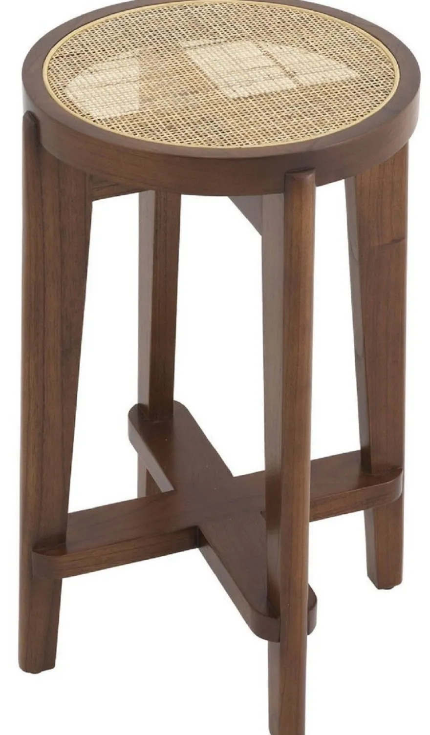 Casa Padrino Luxus Barhocker Braun / Naturfarben Ø 44 x H. 67 cm - Runder Massivholz Barstuhl - Bar Möbel