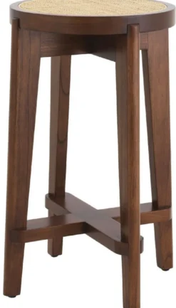 Casa Padrino Luxus Barhocker Braun / Naturfarben Ø 44 x H. 67 cm - Runder Massivholz Barstuhl - Bar Möbel