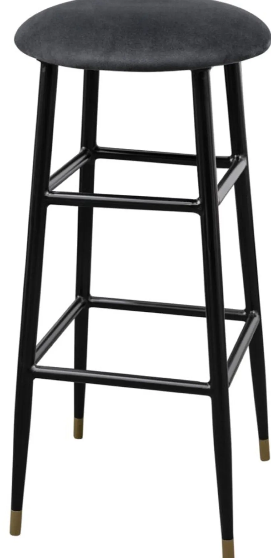 Casa Padrino Luxus Barhocker Anthrazit / Schwarz Ø 37 x H. 76 cm - Barstuhl mit Samtstoff