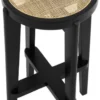 Casa Padrino Luxus Barhocker Schwarz / Naturfarben Ø 44 x H. 76,5 cm - Runder Massivholz Barstuhl - Bar Möbel