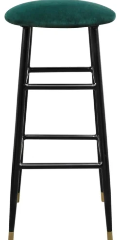 Casa Padrino Luxus Barhocker Grün / Schwarz Ø 37 x H. 76 cm - Barstuhl mit Samtstoff