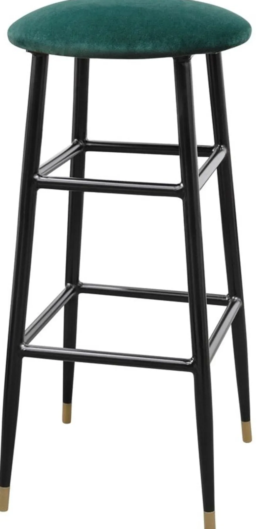 Casa Padrino Luxus Barhocker Grün / Schwarz Ø 37 x H. 76 cm - Barstuhl mit Samtstoff