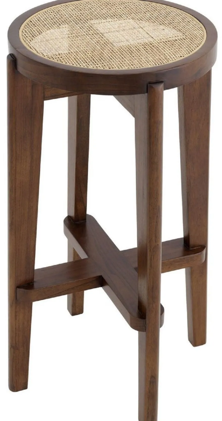 Casa Padrino Luxus Barhocker Braun / Naturfarben Ø 44 x H. 76,5 cm - Runder Massivholz Barstuhl - Bar Möbel