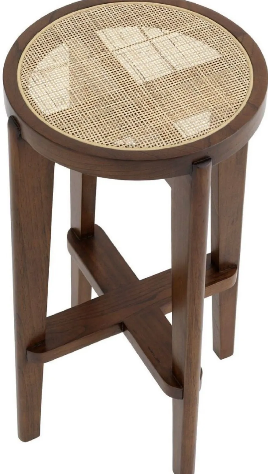 Casa Padrino Luxus Barhocker Braun / Naturfarben Ø 44 x H. 76,5 cm - Runder Massivholz Barstuhl - Bar Möbel