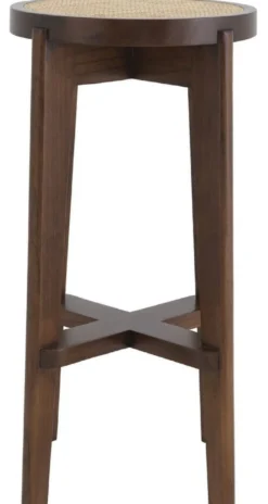 Casa Padrino Luxus Barhocker Braun / Naturfarben Ø 44 x H. 76,5 cm - Runder Massivholz Barstuhl - Bar Möbel