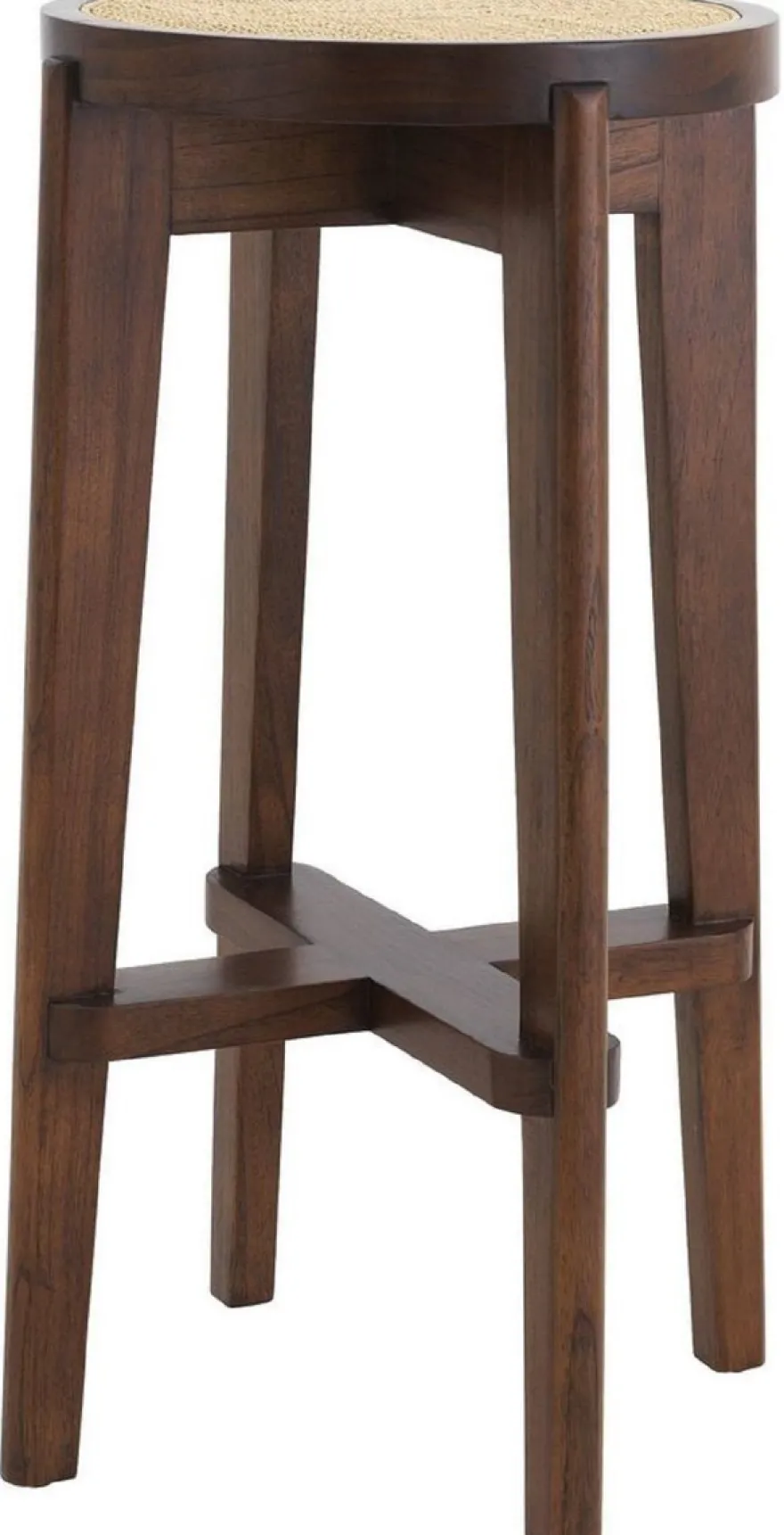 Casa Padrino Luxus Barhocker Braun / Naturfarben Ø 44 x H. 76,5 cm - Runder Massivholz Barstuhl - Bar Möbel
