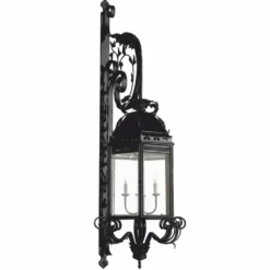 Casa Padrino Luxus Barock Außenwandleuchte Schwarz H. 150 cm - Barock Außenbeleuchtung