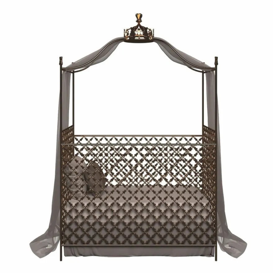 Casa Padrino Luxus Barock Babybett mit Krone Gold 150 x 80 x H. 245 cm - Made in Italy