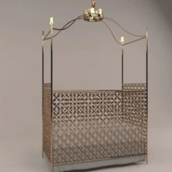 Casa Padrino Luxus Barock Babybett mit Krone Gold 150 x 80 x H. 245 cm - Made in Italy