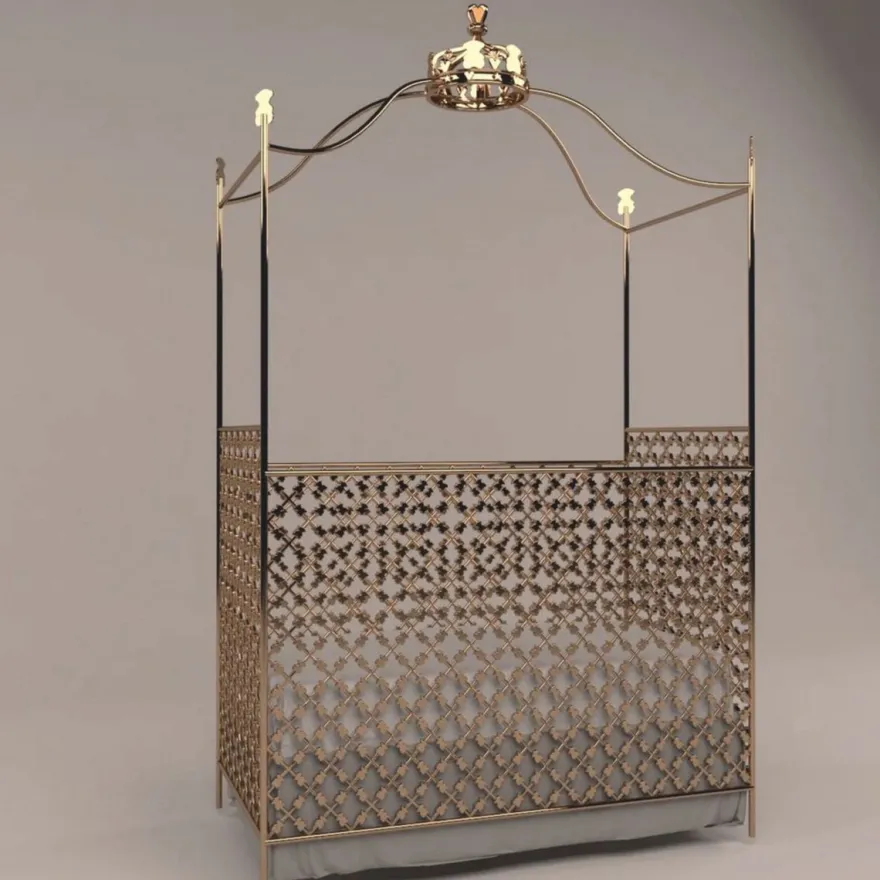 Casa Padrino Luxus Barock Babybett mit Krone Gold 150 x 80 x H. 245 cm - Made in Italy